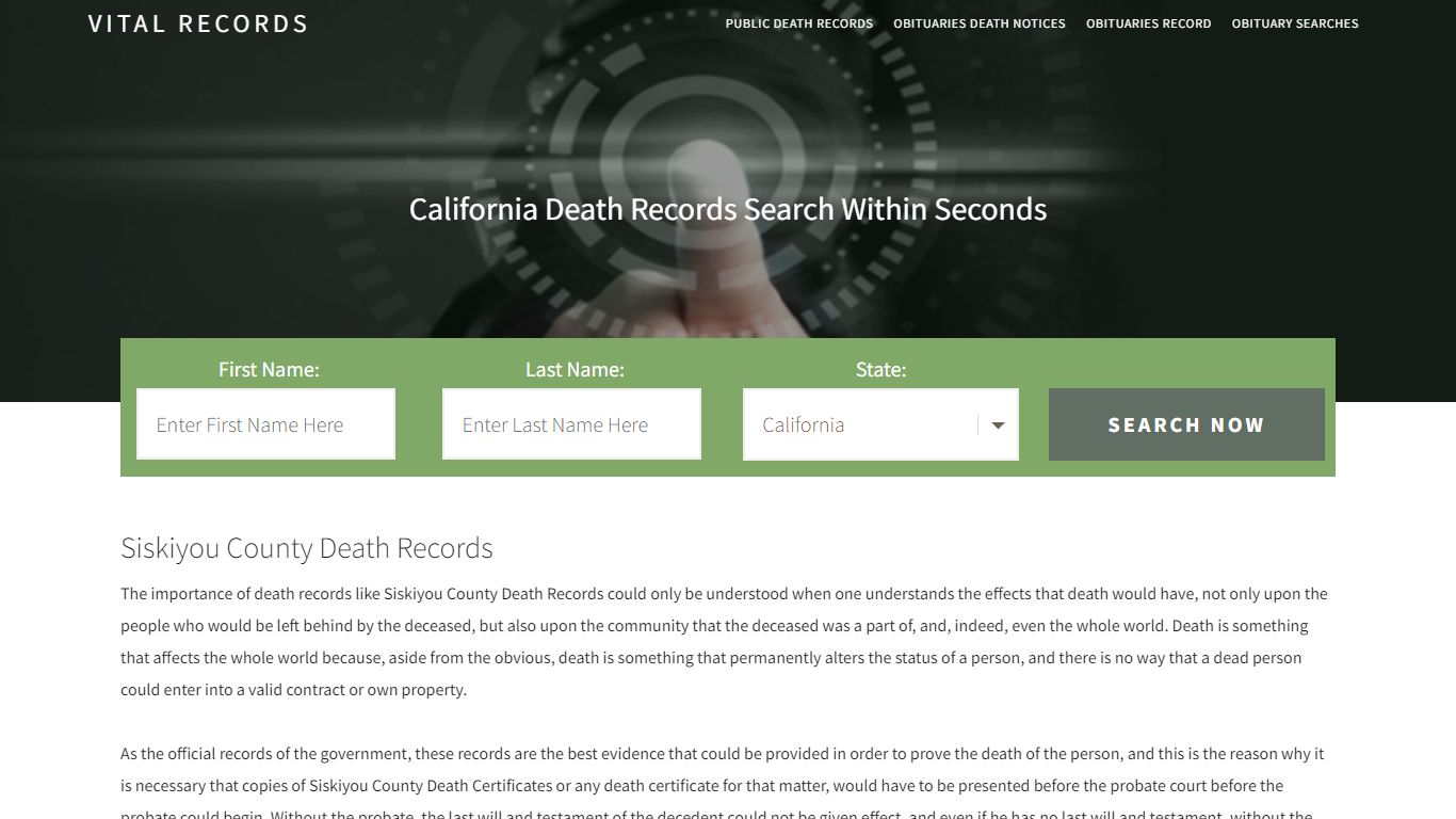 Siskiyou County Death Records | Enter Name and Search | 14 ...