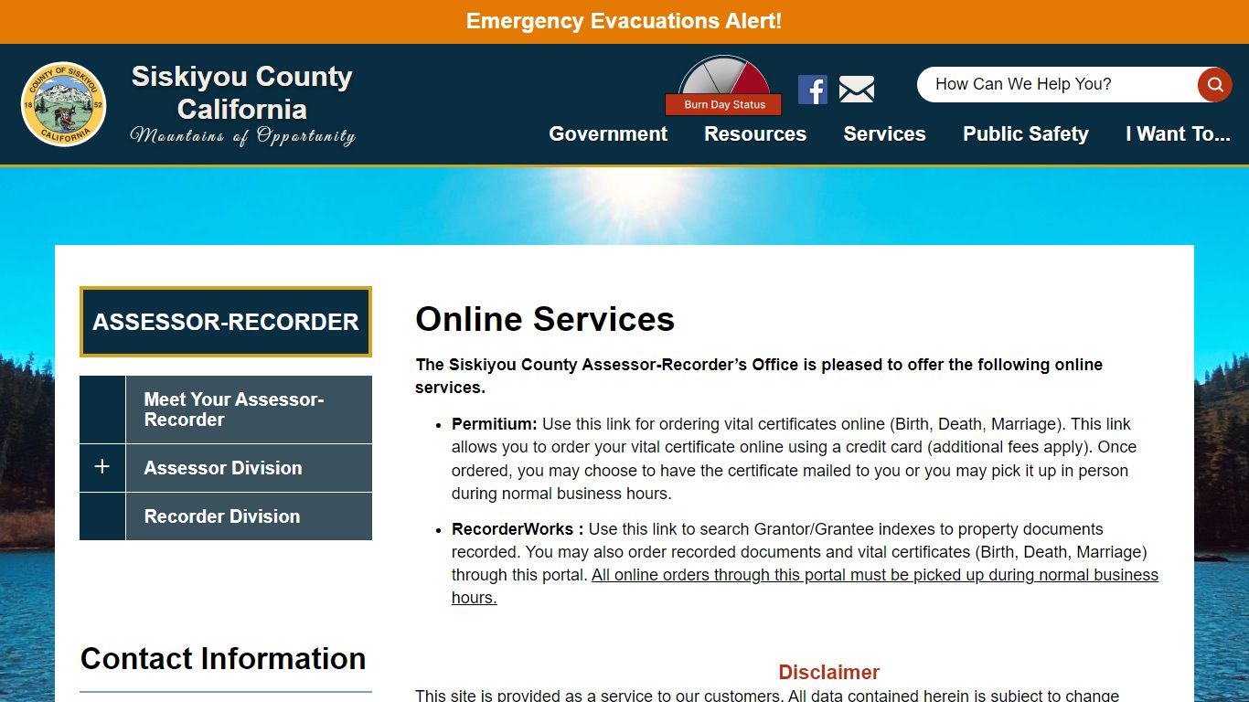 Online Services | Siskiyou County California