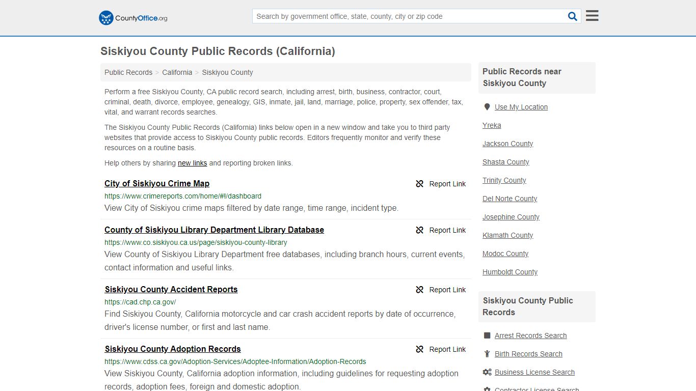 Public Records - Siskiyou County, CA (Business, Criminal ...